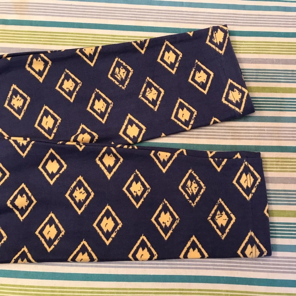 Lularoe Leggings Tights OS Small Medium Blue Yellow Whimsy Festival Pride - Picture 9 of 10